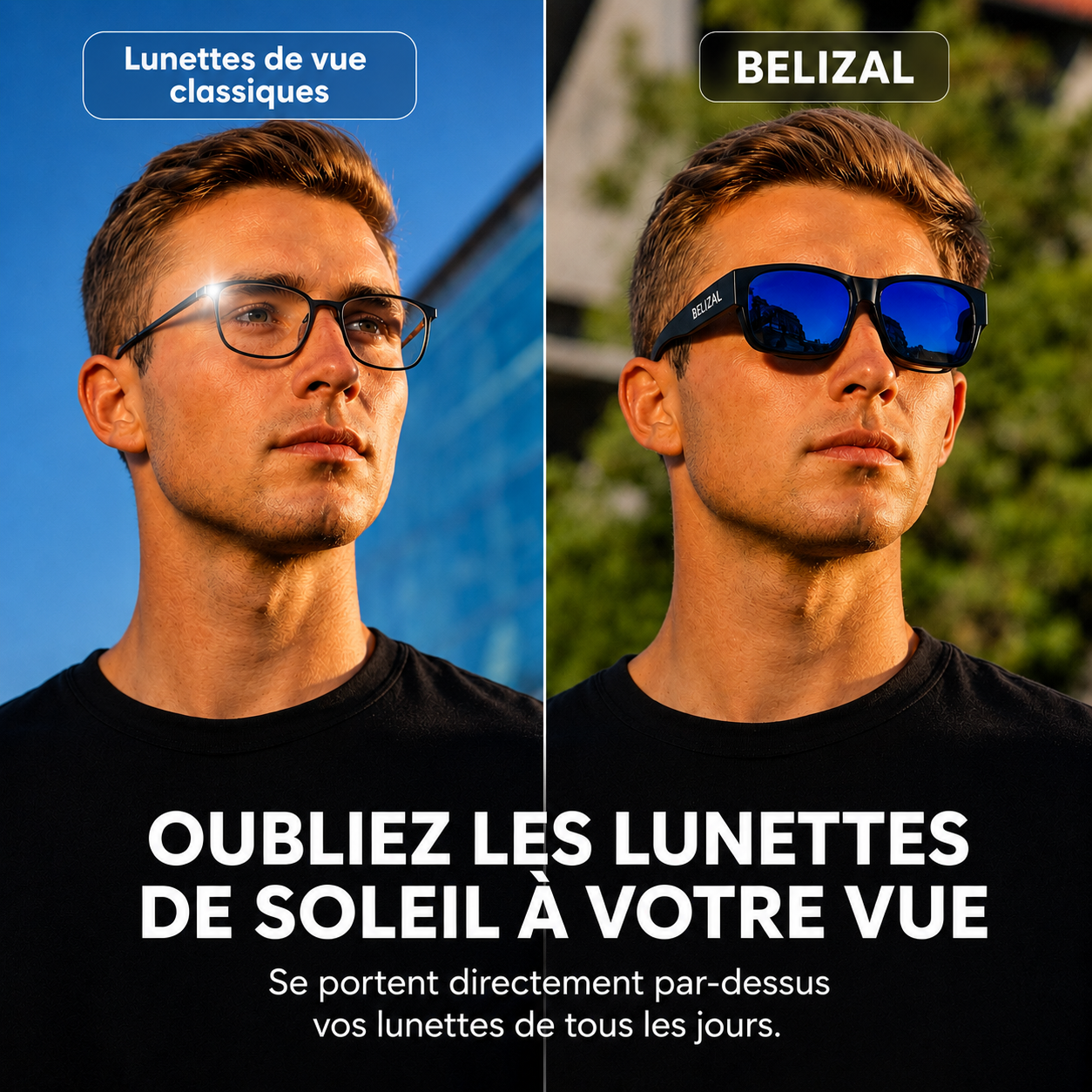 Sur-lunettes anti-éblouissement polarisées pour Homme